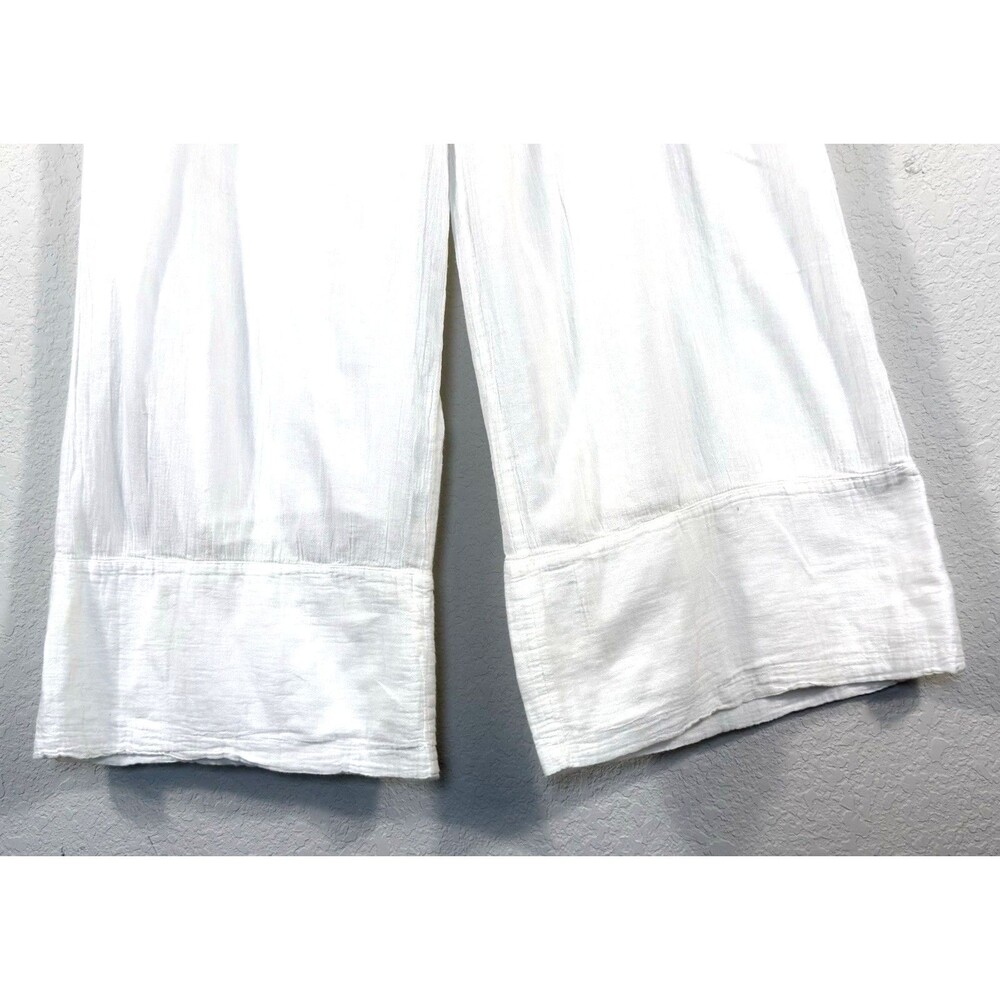 The Gandy Boutique White 100% Cotton Gauze Wide Leg Cropped Pants Free Size OS - Picture 4 of 8